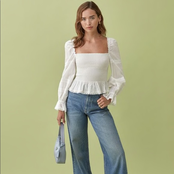 NWT Reformation White Roland Top - Picture 2 of 6